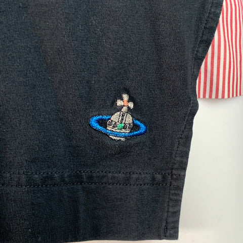 VIVIENNE WESTWOOD ARCHIVE Vintage Size M Black Red White Patches Cotton Asymmetrical Long Sleeve T-shirt
