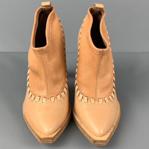ALEXANDER WANG Size 8 Tan Leather Two Tone Pointed Toe Auguste Boots