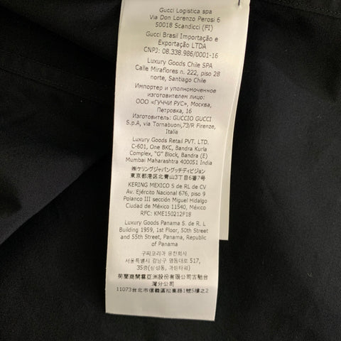 GUCCI SS 2023 Size S Black Cotton GG  Long Sleeve Dress  Shirt
