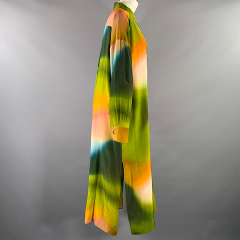 MARIE OLIVER Size S Olive Orange  White Silk Tunic Dress