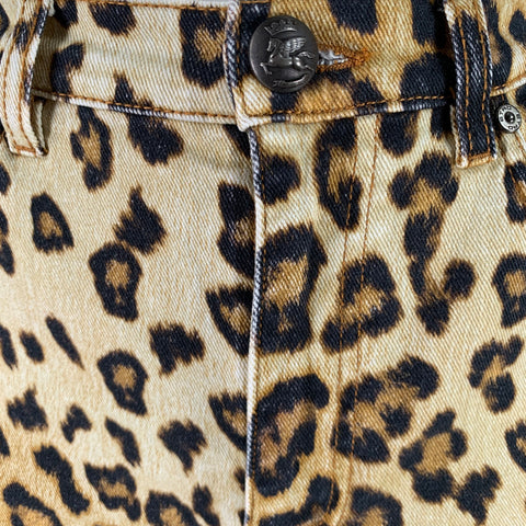 ETRO Size 30 Tan Black Cotton  Elastane Leopard Zip Fly Jeans