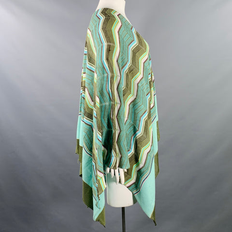 M MISSONI One Size Green Yellow Cotton Blend Zig Zag Shawl Casual Top
