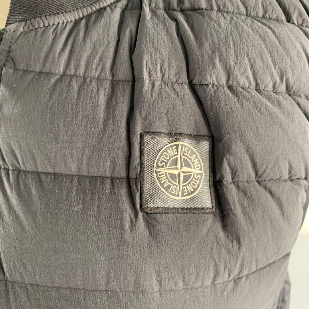 STONE ISLAND Size M Black Quilted Polyamide Blend Zip Up Vest