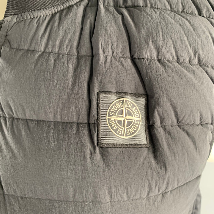 STONE ISLAND Size M Black Quilted Polyamide Blend Zip Up Vest