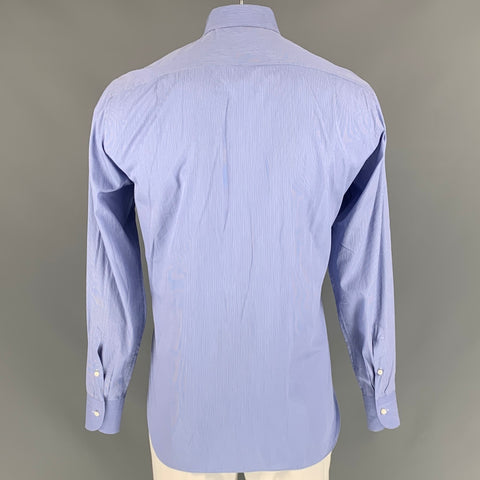 ERMENEGILDO ZEGNA Taille L Chemise à manches longues en coton à rayures bleues