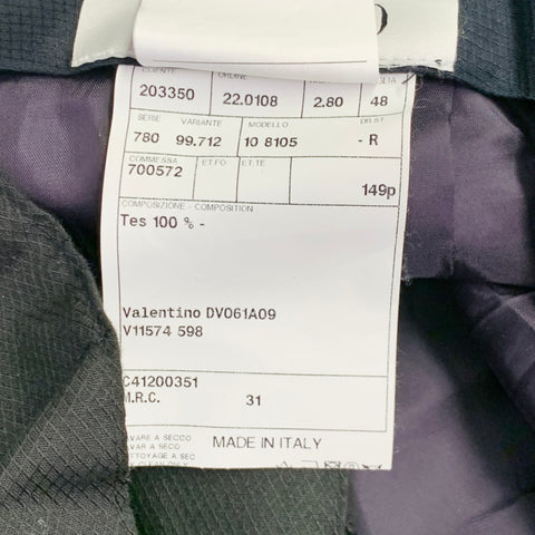 VALENTINO Size 32 Navy Wool Mohair Velvet Stripe Pleated Button Fly Tuxedo Dress Pants