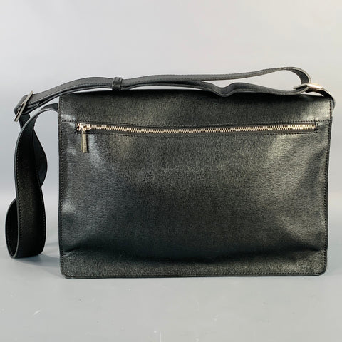 BARNEY'S NEW YORK Black Saffiano Leather Messenger Bag