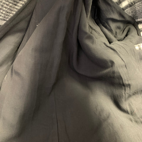 ALLSAINTS Taille 6 Ensley Carreaux Noir Gris Laine Mélange Plaid Manteau Croisé