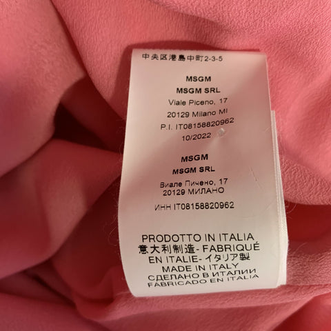 MSGM Size S Pink Polyester Strapless Dress