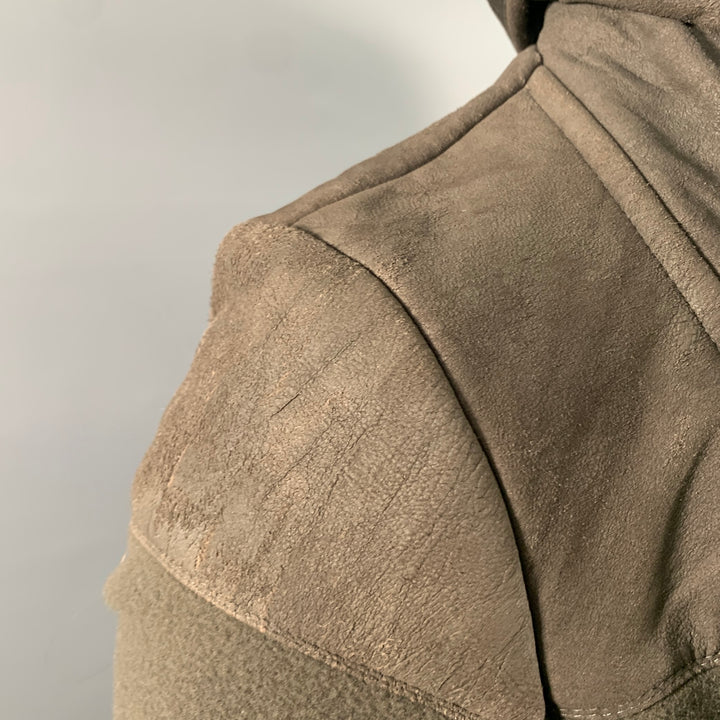 RICK OWENS Size 10 Brown Virgin Wool Blend Lambskin Zip Up Jacket