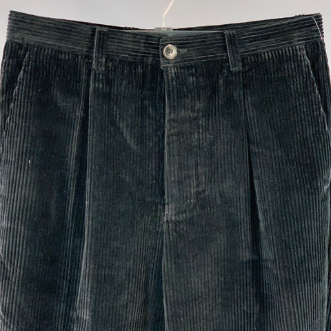 AMI by ALEXANDRE MATTIUSSI Size L Black Corduroy Cotton Button Fly Casual Pants