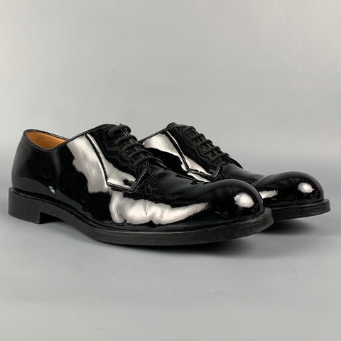 JIL SANDER Taille 9 Chaussures à lacets en cuir verni noir