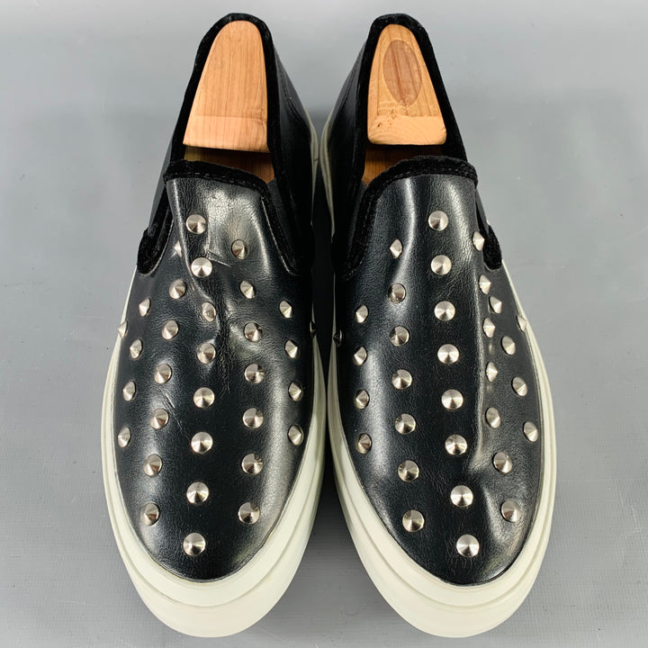 JUNYA WATANABE Size 9.5 Black Studded Leather Slip On Sneakers