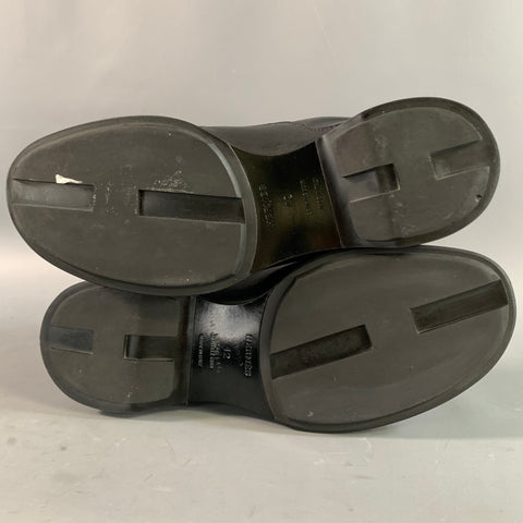 HERMES Size 12 Black Leather Low Top Sneakers