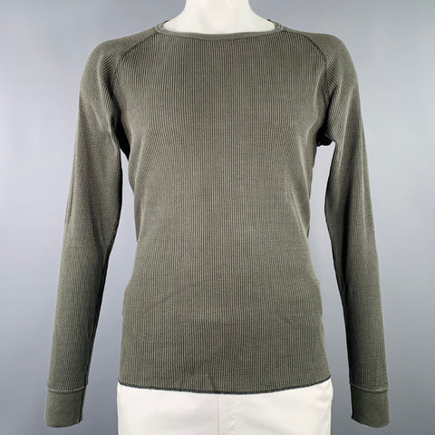NUMBER (N)INE Size L Green Waffle Knit Cotton Crew Neck T-shirt