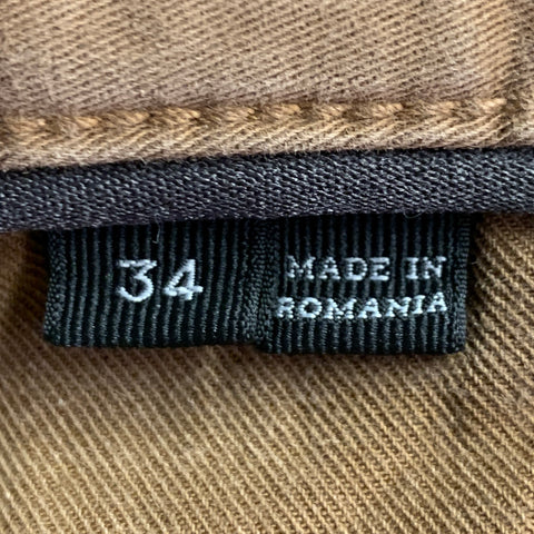 ERMENEGILDO ZEGNA Size 34 Tan Twill Cotton Blend Five Pockets Casual Pants