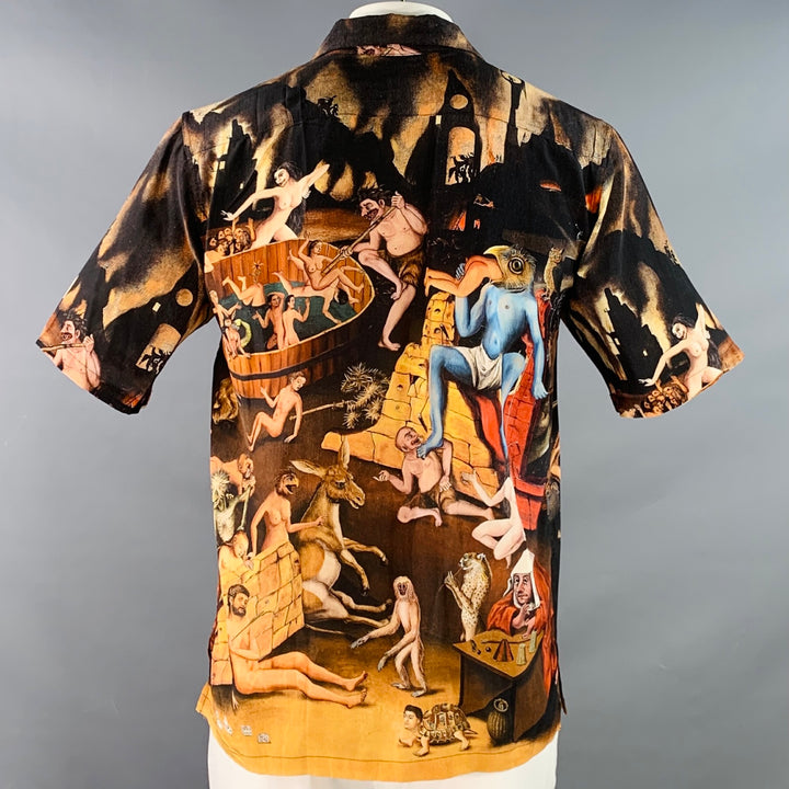 ENDLESS JOY 2020 Size XL Kato Kosmos Multi Color Print Silk Camp Short Sleeve Shirt