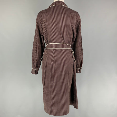 DRIES VAN NOTEN Size 12 Purple Gold Jacquard Robe Coat