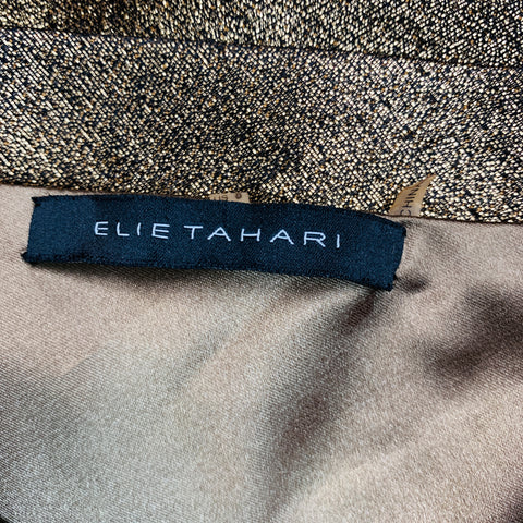 ELIE TAHARI Size 8 Gold Cotton Blend One Shoulder Cocktail Dress