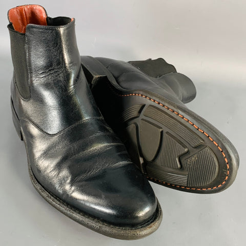 PARABOOT Size 10 Black Leather Rubber Sole Chelsea Boots