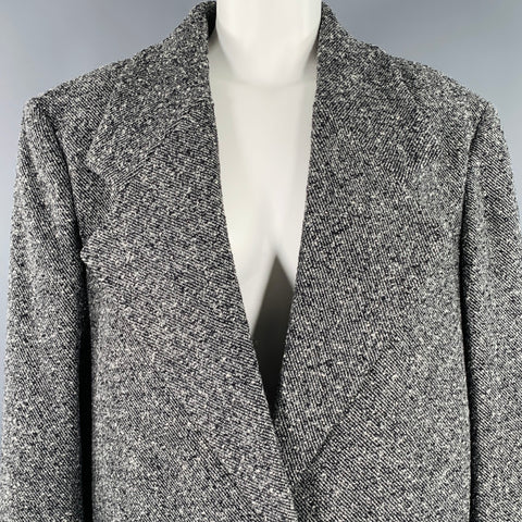 MICHAEL KORS COLLECTION Size 8 Grey Black White Wool Blend Tweed Coat