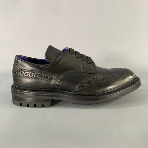BURBERRY Size 8 Black Perforated Leather Lace Up Lace Up Shoes