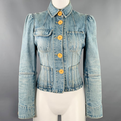 MARC by MARC JACOBS Size 4 Blue Cotton Distressed Jacket