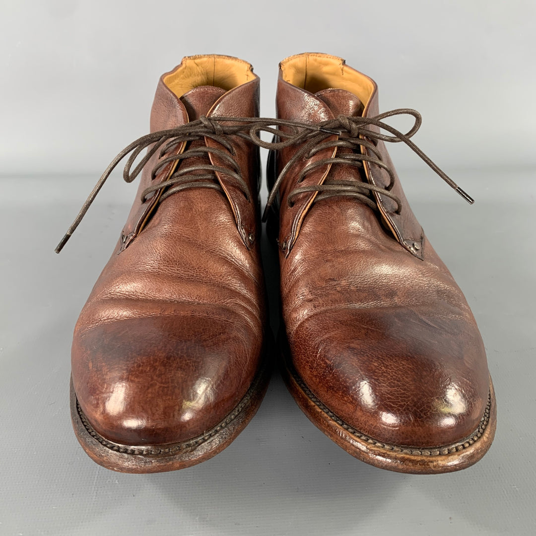 UNTAMED STREET Size 12 Brown Distressed Leather Lace Up Boots