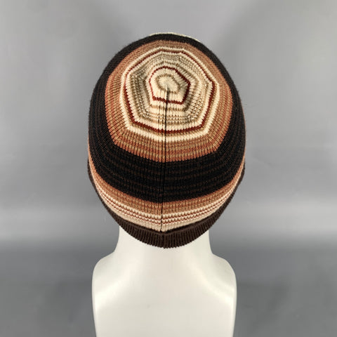 CELINE Size One Size Brown Tan Stripe Wool Hats
