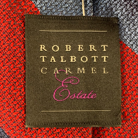 ROBERT TALBOTT Blue Navy Red Diagonal Stripe Silk Tie