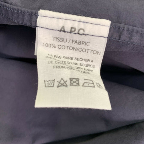 A.P.C. Size L Grey Charcoal Cotton Spread Collar Long Sleeve Shirt