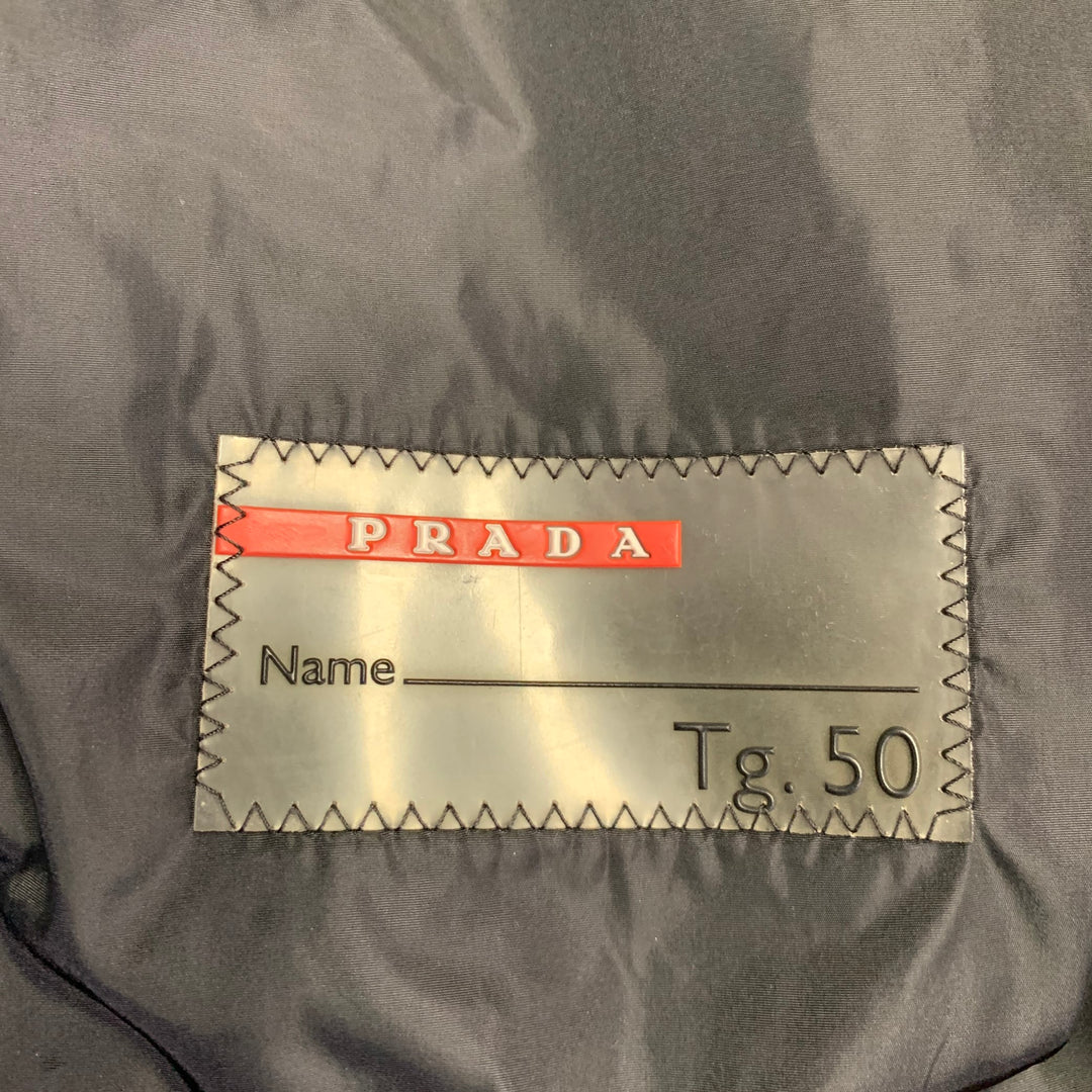 PRADA Size M Black Leather Zip Up Bomber Jacket