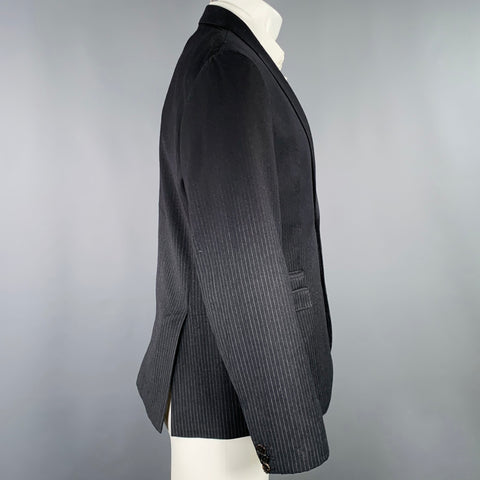 NEIL BARRETT Size 40 Black Grey Pinstripe Wool Ombre Effect Slim Fit Sport Coat