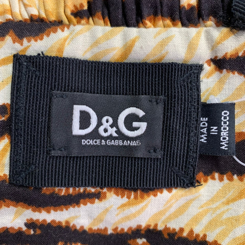 D&G by DOLCE & GABBANA Size 12 Yellow Black Cotton Blend Tiger Two Pockets Dress