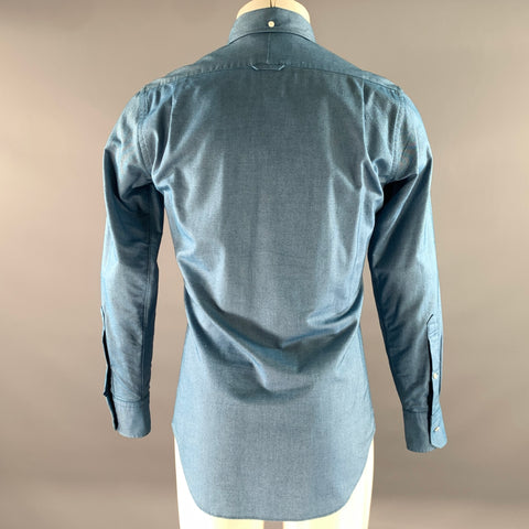 THOM BROWNE Size S Blue Cotton Button Down Long Sleeve Shirt
