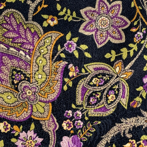 ROBERT TALBOTT Black Purple Green Paisley Silk Tie
