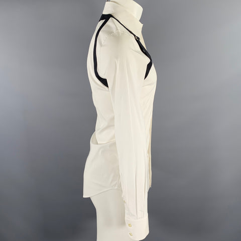 ALEXANDER MCQUEEN Size M White Black Cotton Harness Long Sleeve Shirt
