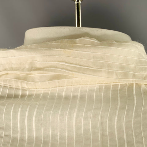 LA PERLA Size L Cream Stripe Cotton Silk Hidden Buttons Long Sleeve Shirt