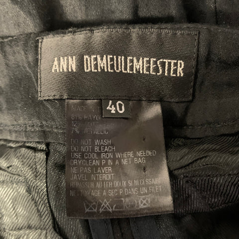 ANN DEMEULEMEESTER Size 31 Black Wrinkled Rayon Cotton Casual Pants