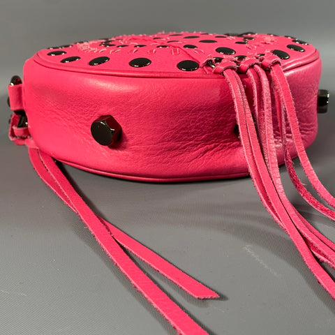 REBECCA MINKOFF Pink Gunmetal Studded Leather Cross Body Bag