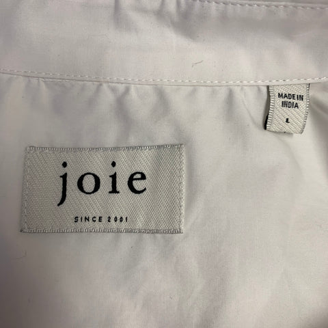 JOIE Size L Daines White Cotton Belted Midi Shirt Dress