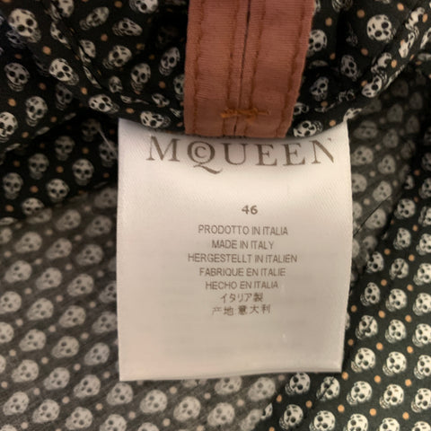 ALEXANDER MCQUEEN Chest Size 36 Black Grey Skulls Cotton Notch Lapel Sport Coat