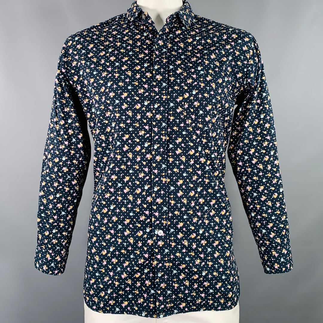ENGINEERED GARMENTS Size XL Black Pink Blue Floral Dots Long Sleeve Shirt