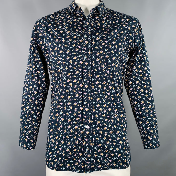 ENGINEERED GARMENTS Size XL Black Pink Blue Floral Dots Long Sleeve Shirt