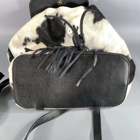 NO BRAND Black White Cow Print Hair On Hide Leather Bags