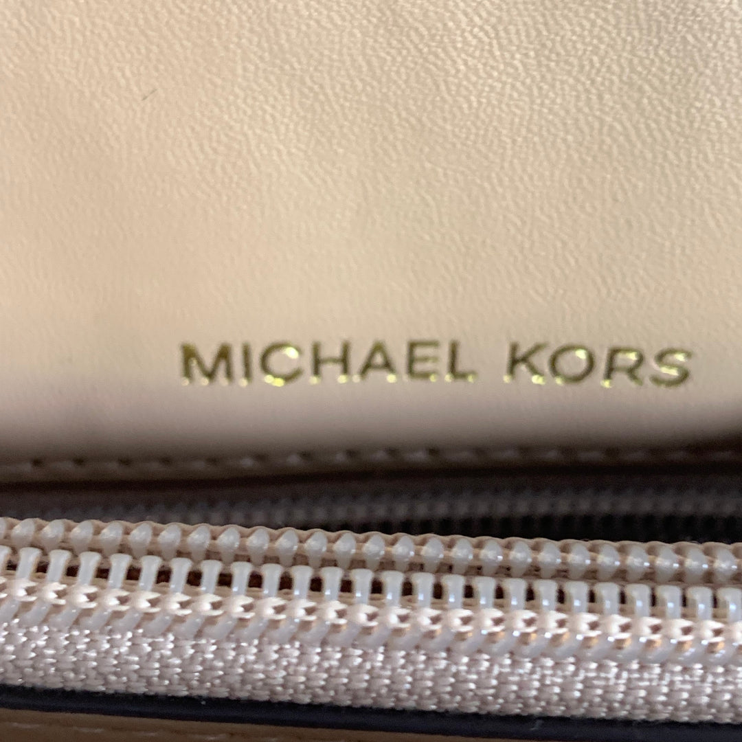 MICHAEL KORS Brown Yellow Animal Print Leather Handbag