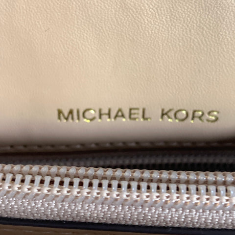 MICHAEL KORS Brown Yellow Animal Print Leather Handbag