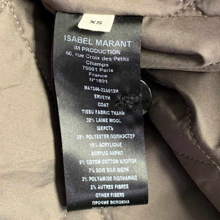 ISABEL MARANT ETOILE Size XS Cream Plaid Polyester Oversized Flannel Shirt Jacket