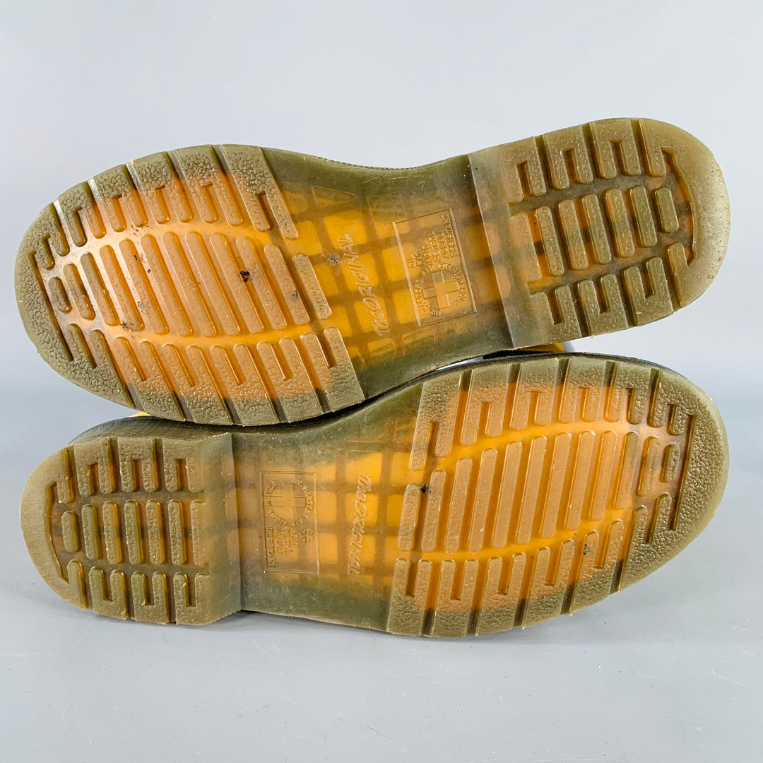 DR. MARTENS Size 8 Yellow Leather Lace-Up Boots