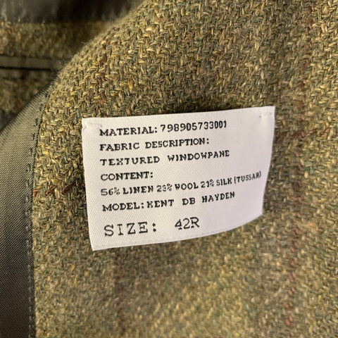 RALPH LAUREN Size 42 Green Brown Window Pane Wool Linen Silk Sport Coat